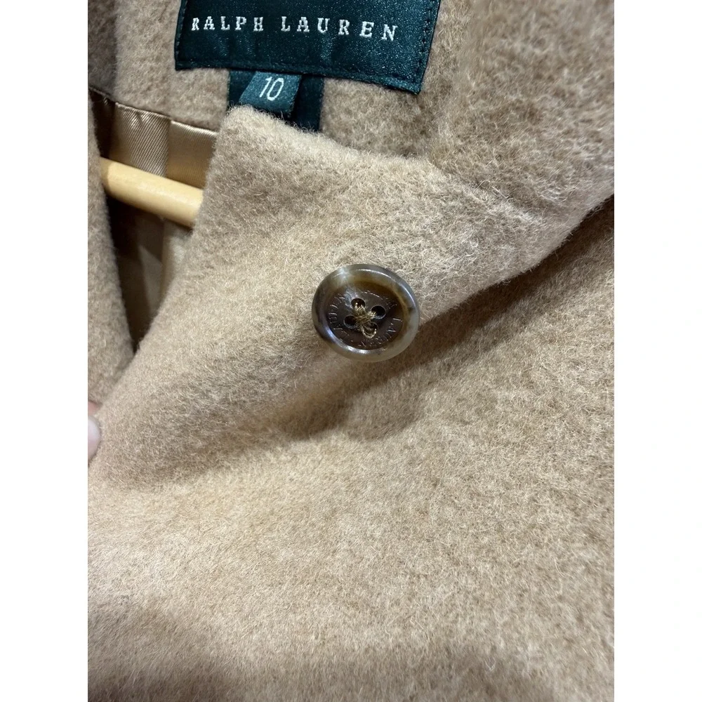 Lauren Ralph Lauren‎ Overcoat 100% Camel Hair Beige Size 10 Trench Coat Pea Coat